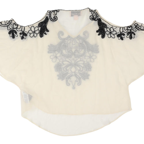 Miss Selfridge Women Ivory Cold Shoulder Blouse