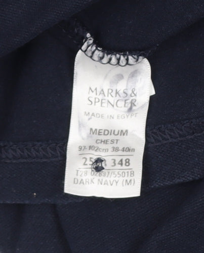 Marks and Spencer Men's Blue Medium Polo Shirt