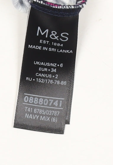 Marks and Spencer Women's Multicolour Size 6 Floral T-Shirt