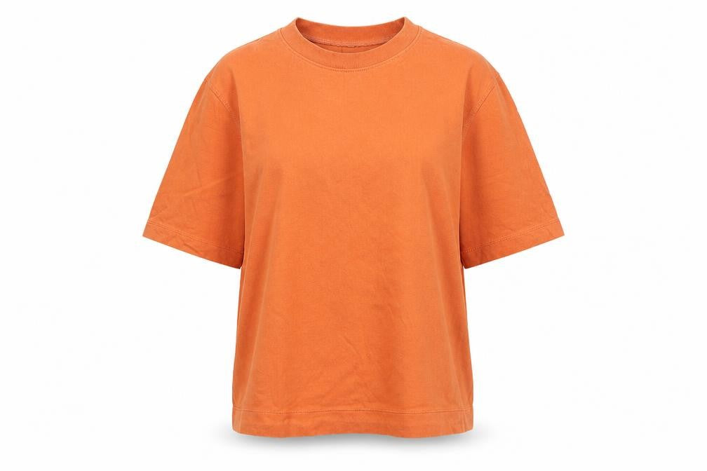 Front view of Uniqlo Women's Orange XS Basic T-Shirt, Casual Comfort