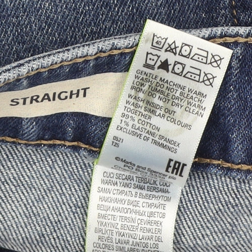 Marks and Spencer Women's Blue Straight Cut Jeans Size 8