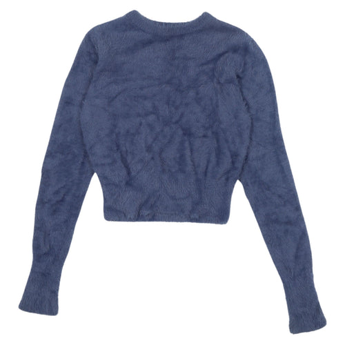 Zara Women’s Blue Pullover Jumper, Size S, Faux Fur Knit