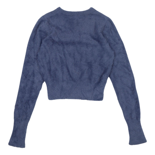 Zara Women’s Blue Pullover Jumper, Size S, Faux Fur Knit