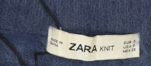 Zara Women’s Blue Pullover Jumper, Size S, Faux Fur Knit