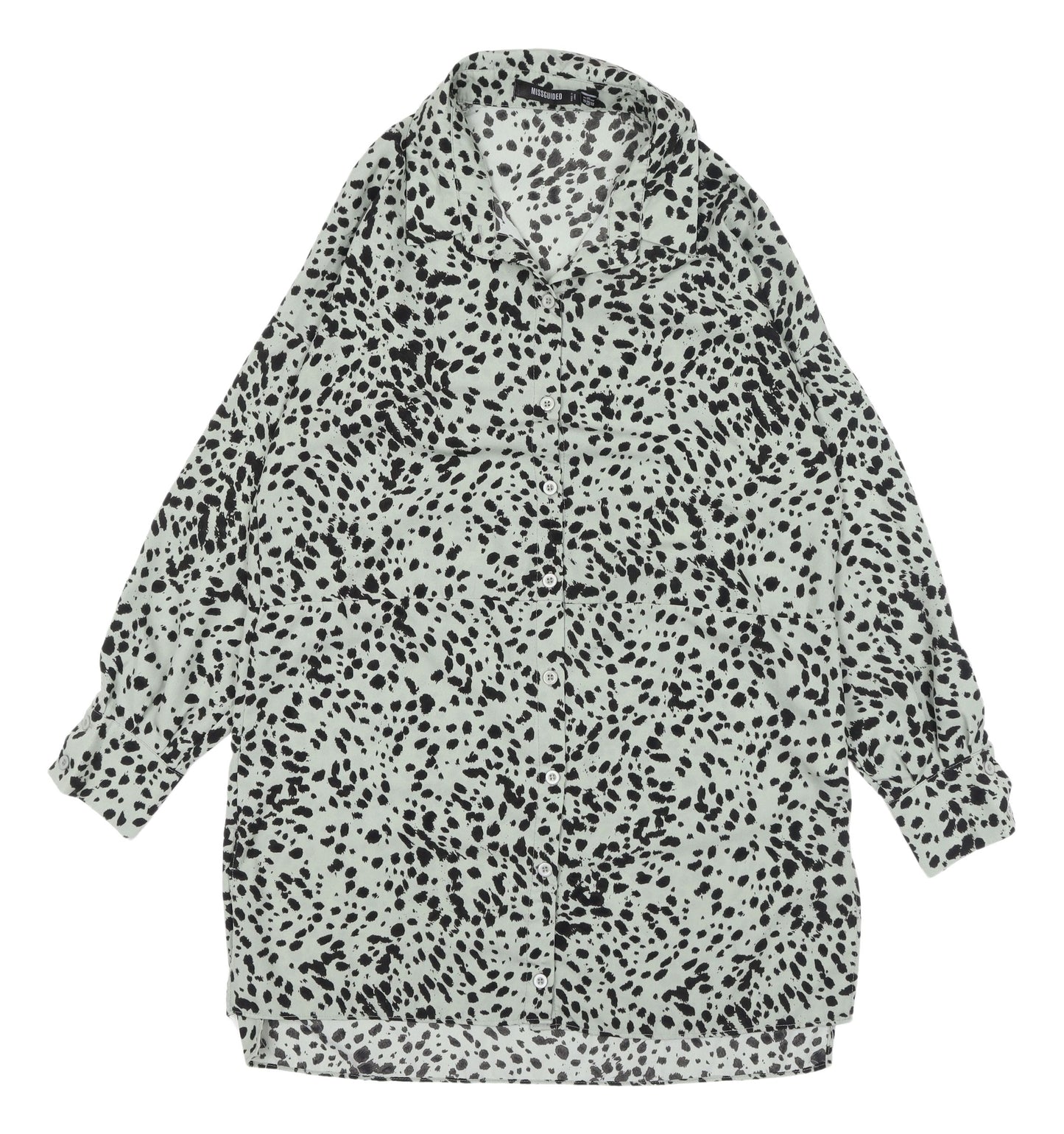 Missguided Animal Print Shirt Dress Size 8 Multicoloured