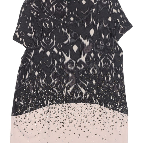 Next Women's Black Geometric Petite Top, Size 14