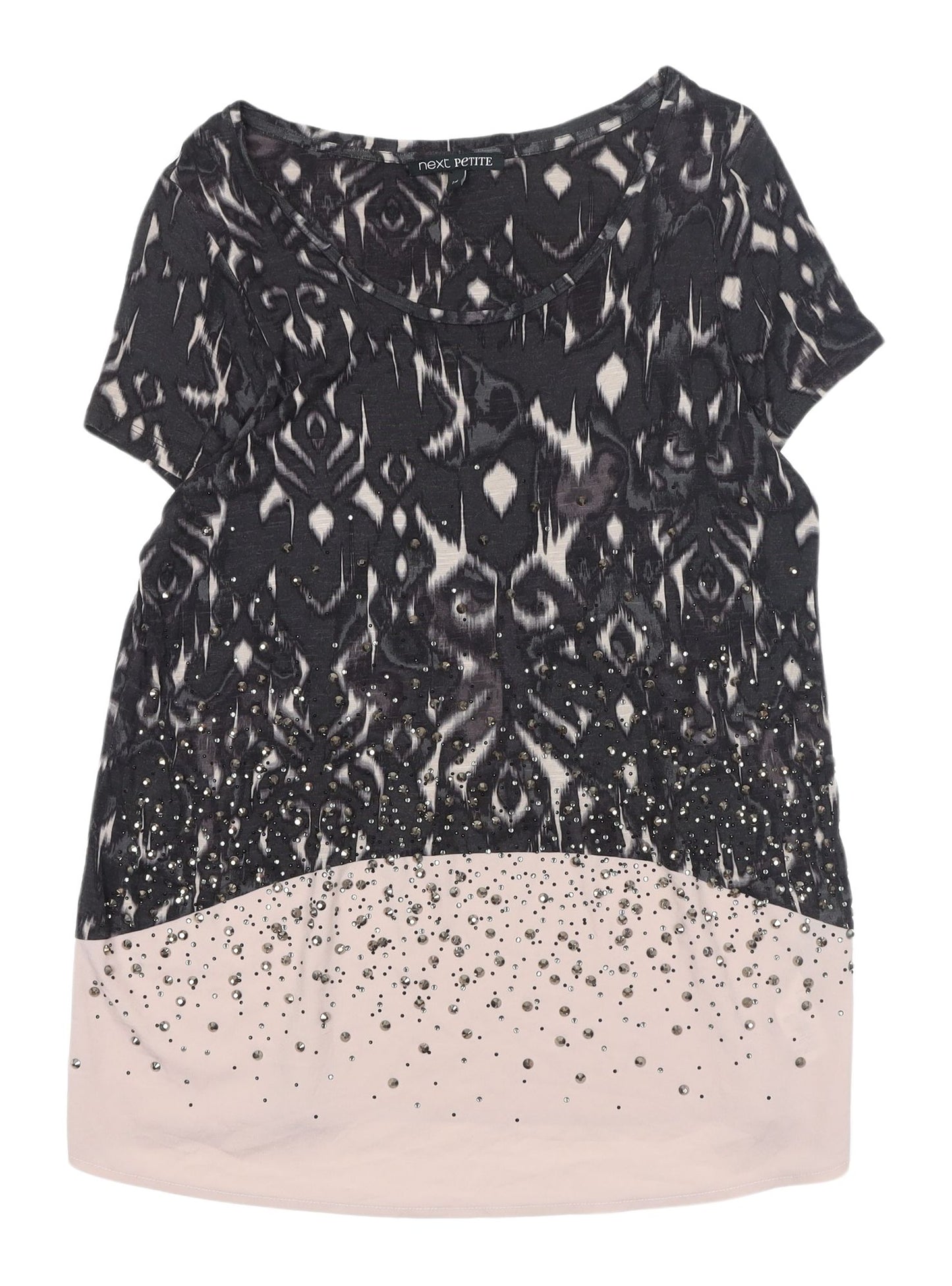 Next Women's Black Geometric Petite Top, Size 14