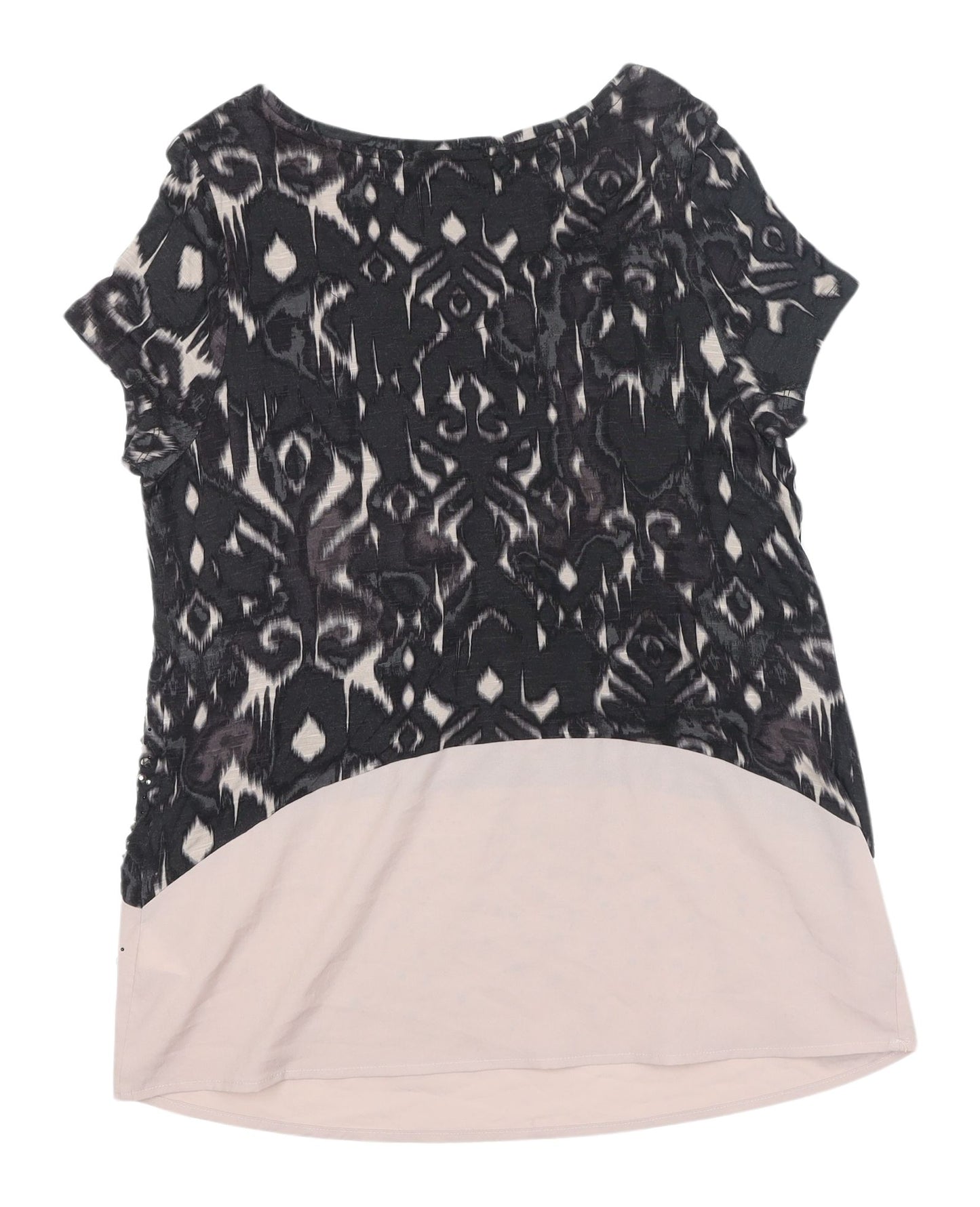 Next Women's Black Geometric Petite Top, Size 14