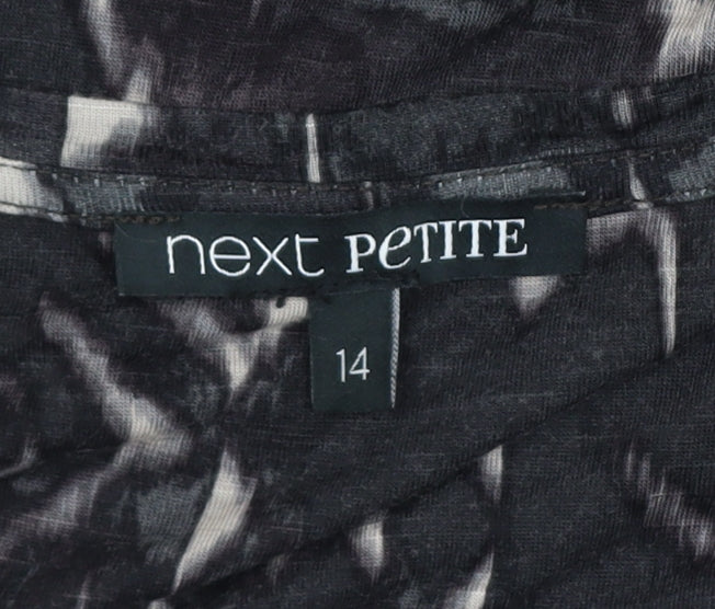 Next Women's Black Geometric Petite Top, Size 14