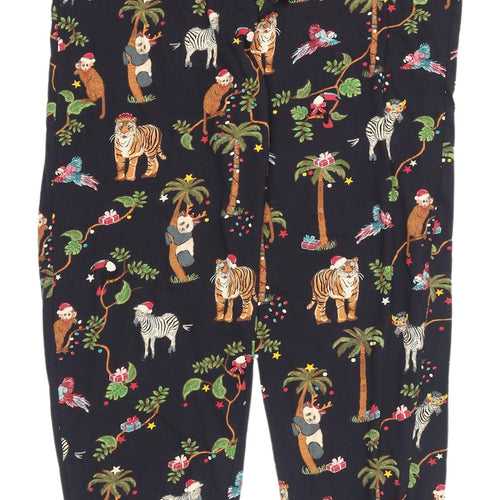 Marks and Spencer Women's Black Animal Print Christmas Lounge Pants - L