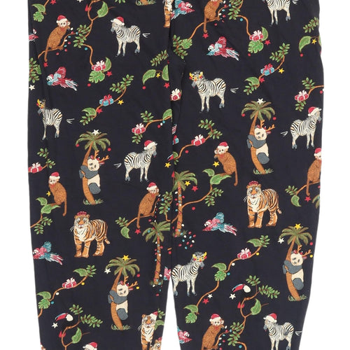Marks and Spencer Women's Black Animal Print Christmas Lounge Pants - L