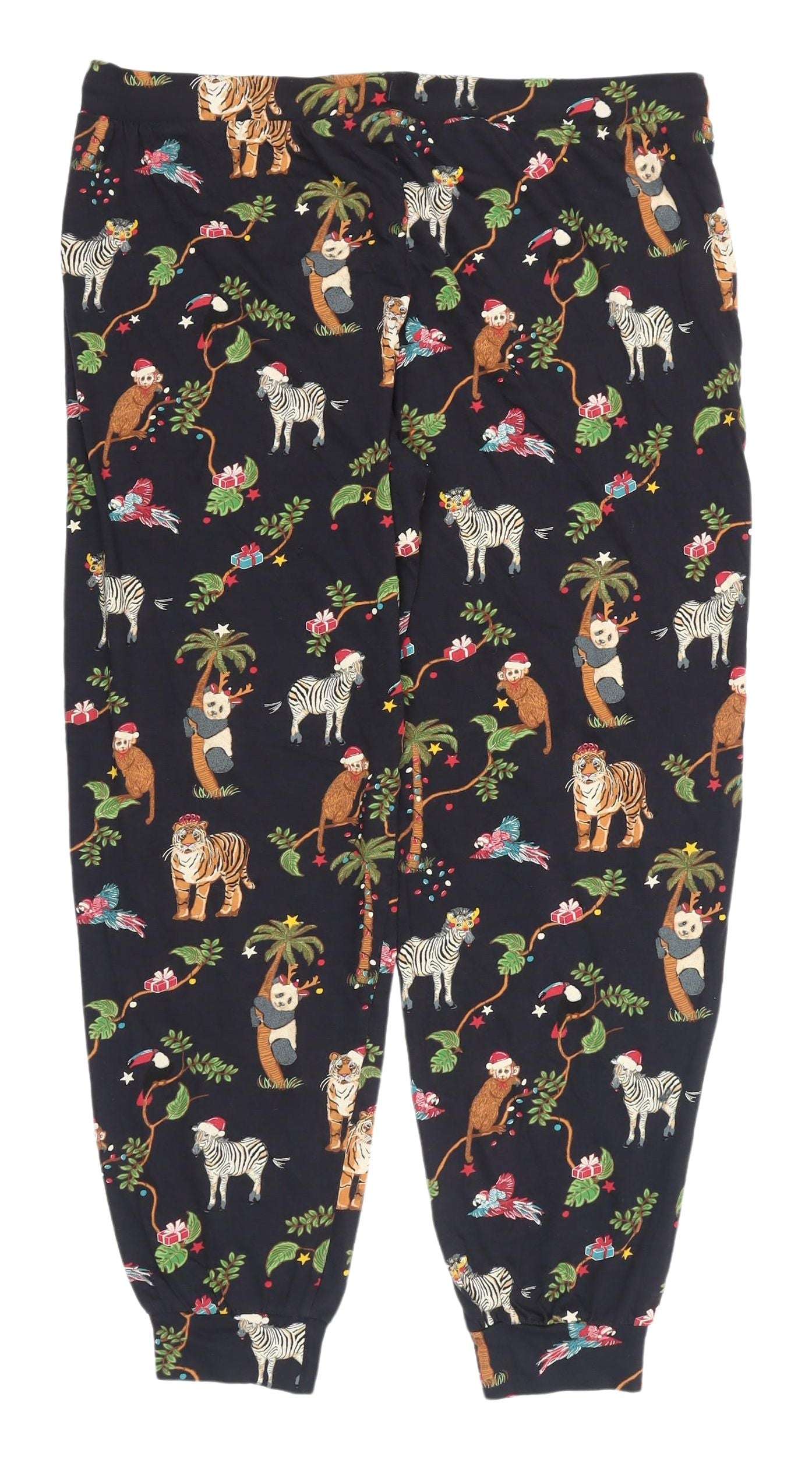 Marks and Spencer Women's Black Animal Print Christmas Lounge Pants - L