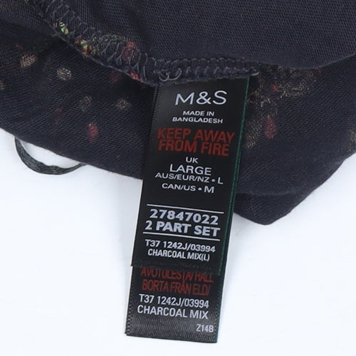 Marks and Spencer Women's Black Animal Print Christmas Lounge Pants - L