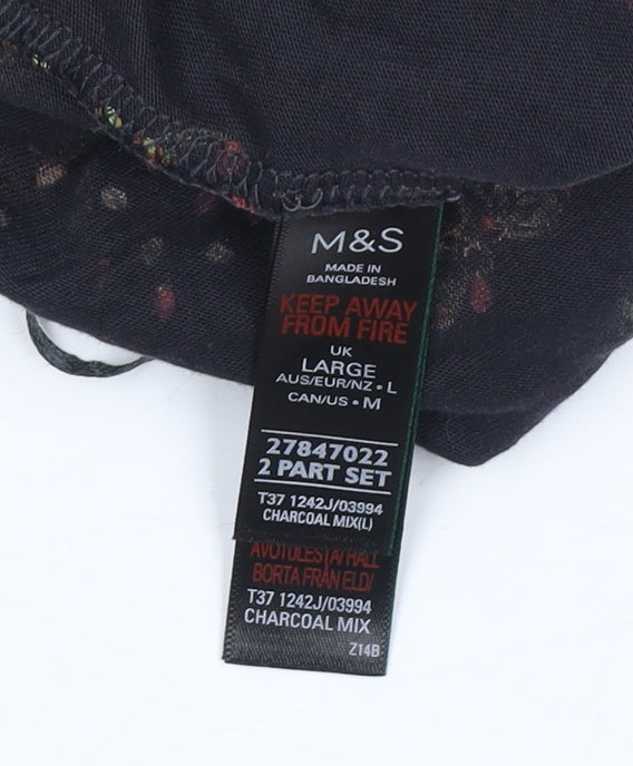 Marks and Spencer Women's Black Animal Print Christmas Lounge Pants - L