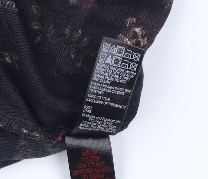 Marks and Spencer Women's Black Animal Print Christmas Lounge Pants - L