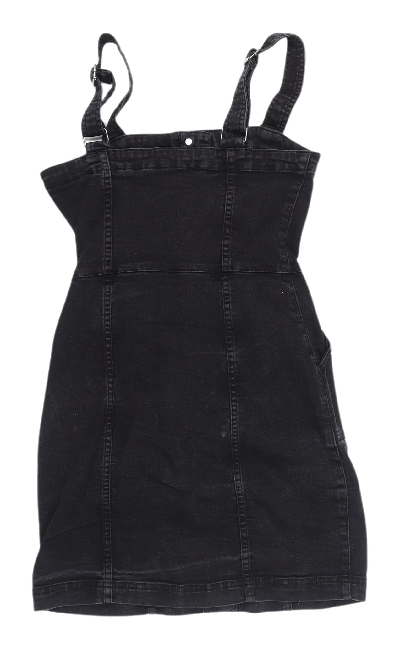 H&M Women's Black Denim Pinafore Dress Size 6