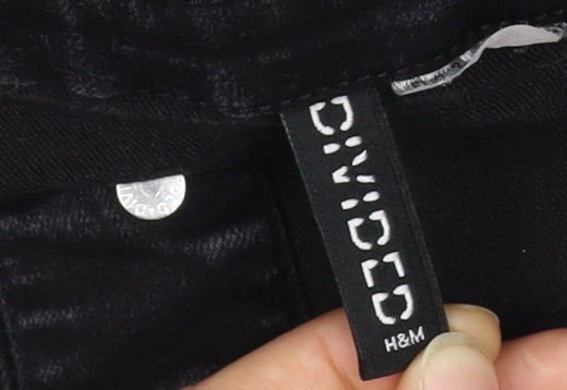 H&M Women's Black Denim Pinafore Dress Size 6