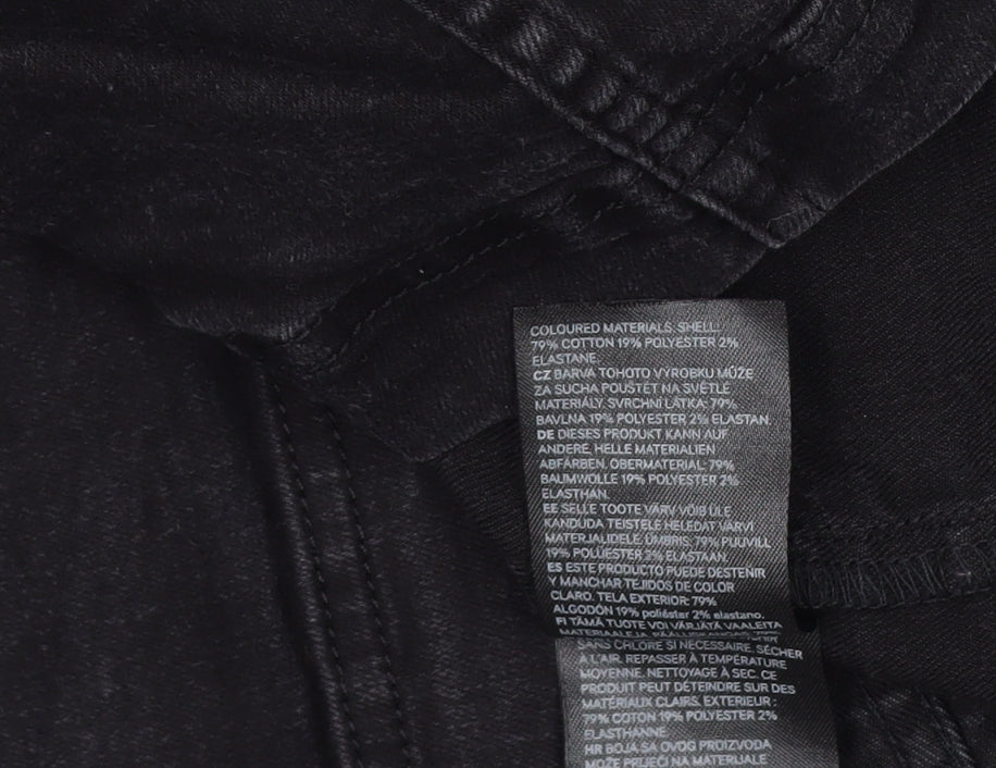 H&M Women's Black Denim Pinafore Dress Size 6