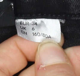 H&M Women's Black Denim Pinafore Dress Size 6