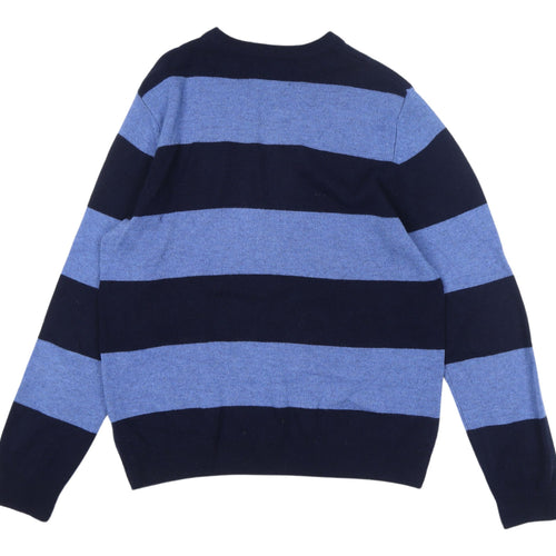 Marks and Spencer Men's Blue Striped Wool Jumper M