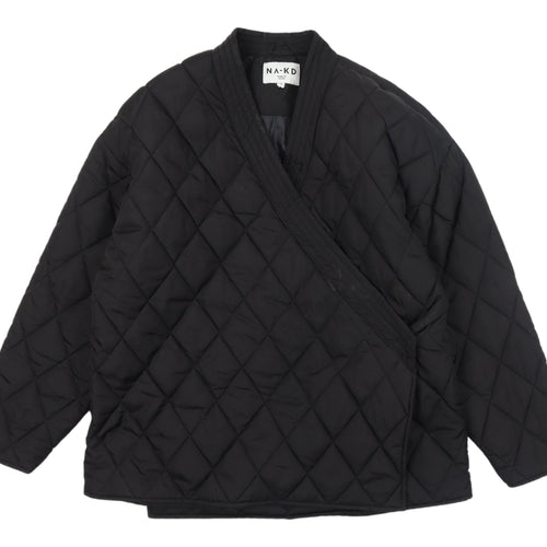 NA-KD Women's Black Quilted Kimono Jacket Size 10