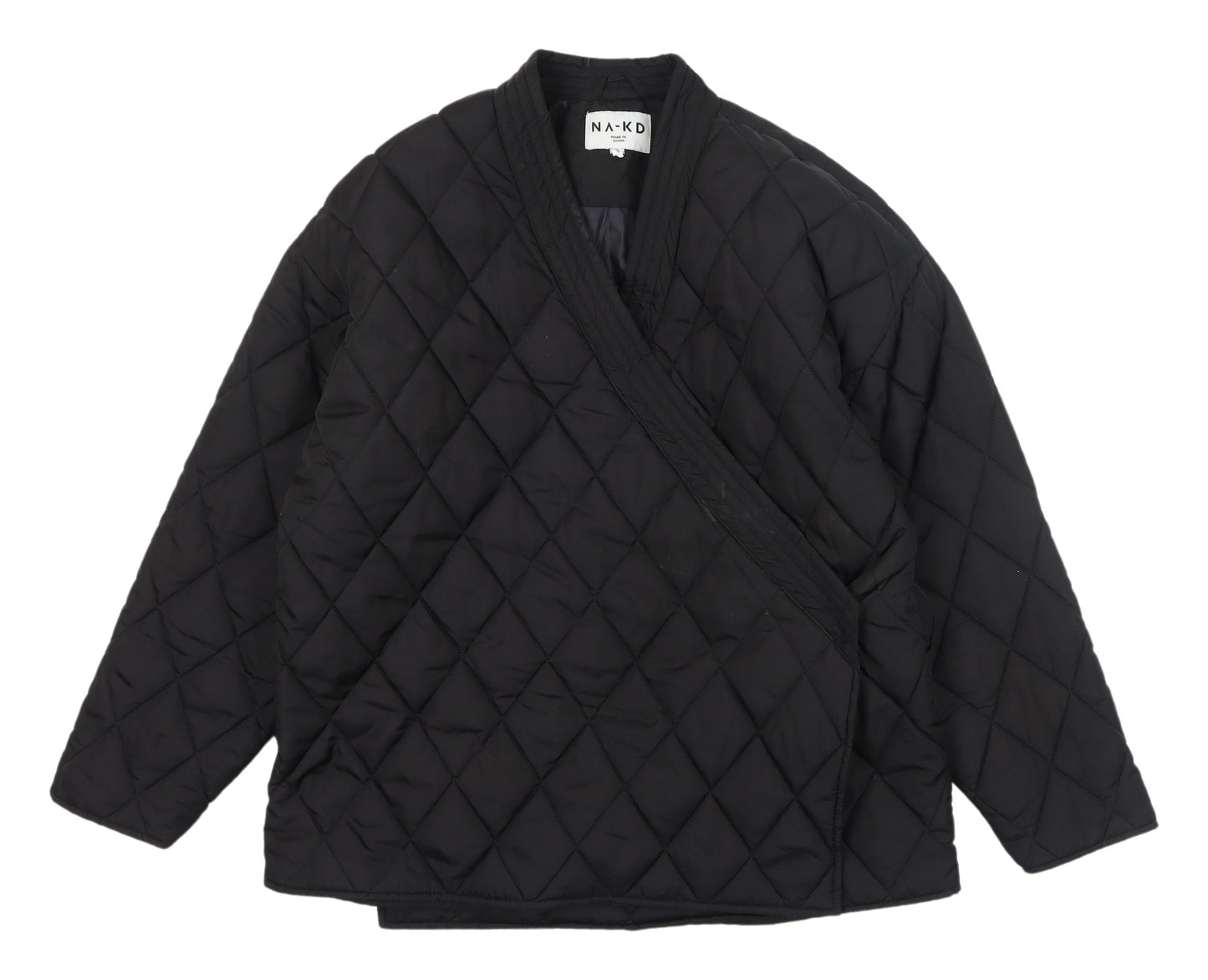 NA-KD Women's Black Quilted Kimono Jacket Size 10