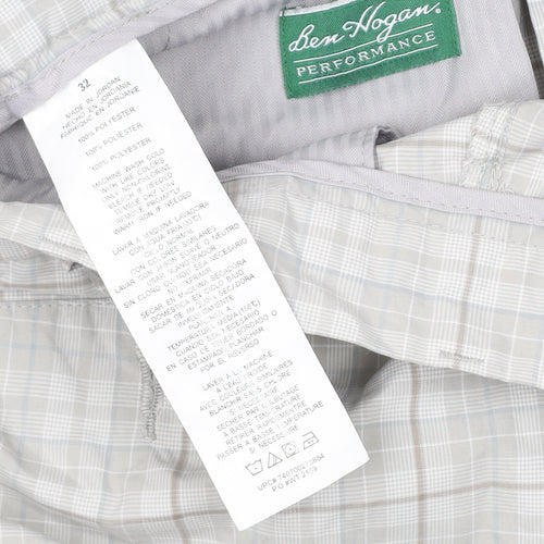 Ben Hogan Men's Grey Chino Shorts, Size 32, Preppy Plaid