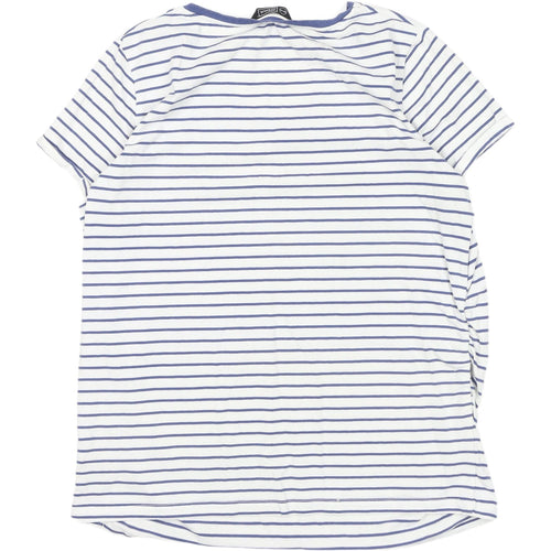 Avenue Women's White Striped V-Neck T-Shirt Size 12-14
