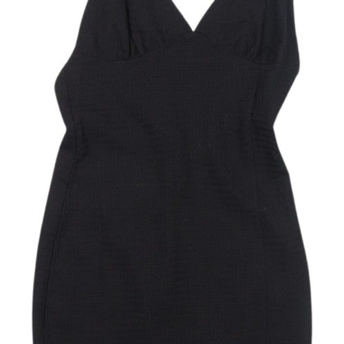 H&M Women's Black Sleeveless V-Neck Knit Dress S