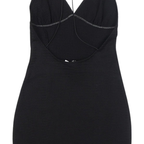 H&M Women's Black Sleeveless V-Neck Knit Dress S