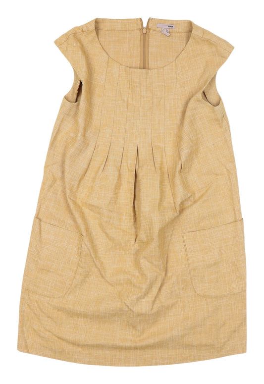 H&M Women's Yellow Shift Dress, Size 10, Sleeveless