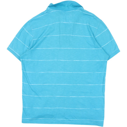 H&M Men's Blue Striped Polo Shirt L