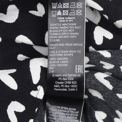 M&S Women's Black V-Neck A-Line Dress, Size 6