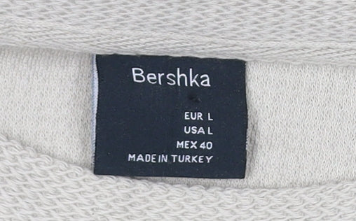 Bershka Men's Beige Crew Neck T-Shirt Size L
