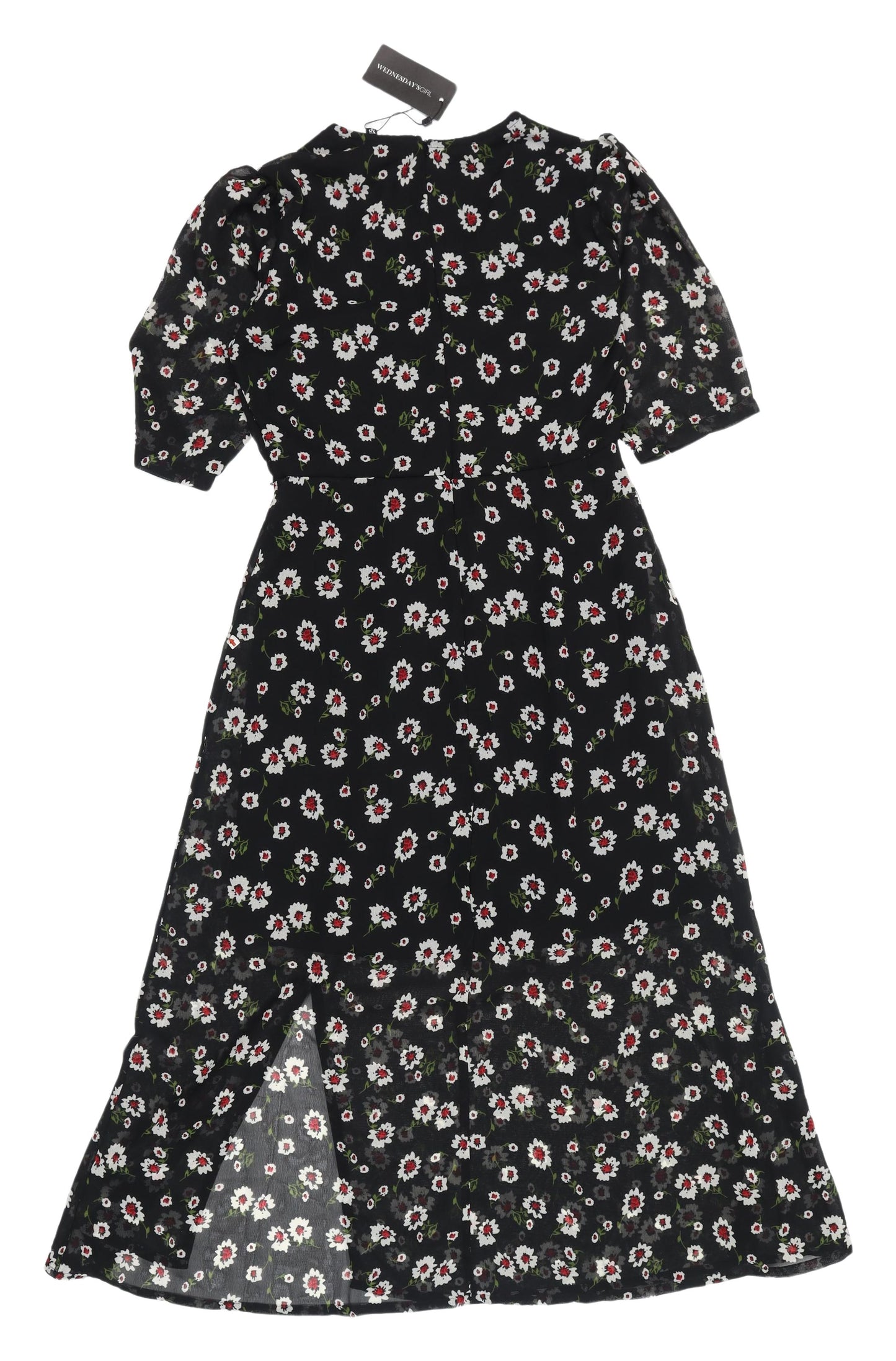 Wednesday's Girl Women's Black Floral A-Line Midi Dress