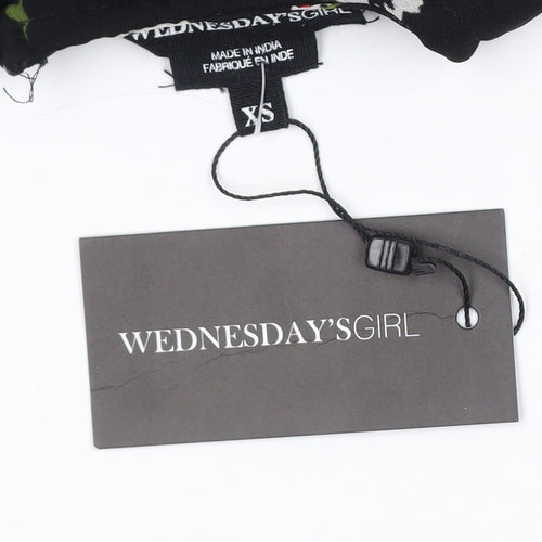 Wednesday's Girl Women's Black Floral A-Line Midi Dress