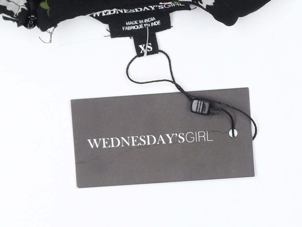 Wednesday's Girl Women's Black Floral A-Line Midi Dress