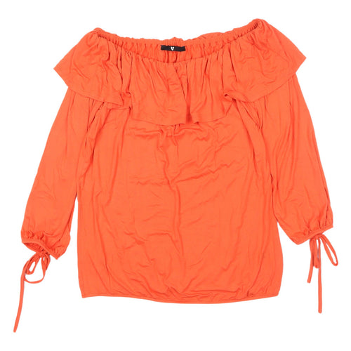 Very Women's Orange Off the Shoulder Blouse, Size 14