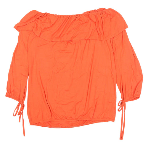 Very Women's Orange Off the Shoulder Blouse, Size 14