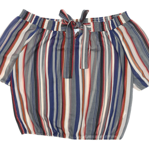 Blue Vanilla Women's Multicoloured Off Shoulder Blouse Size 14