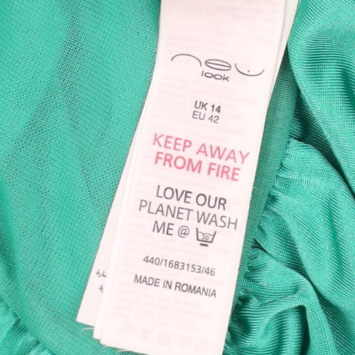 New Look Women's Green Blouson Dress, Size 14