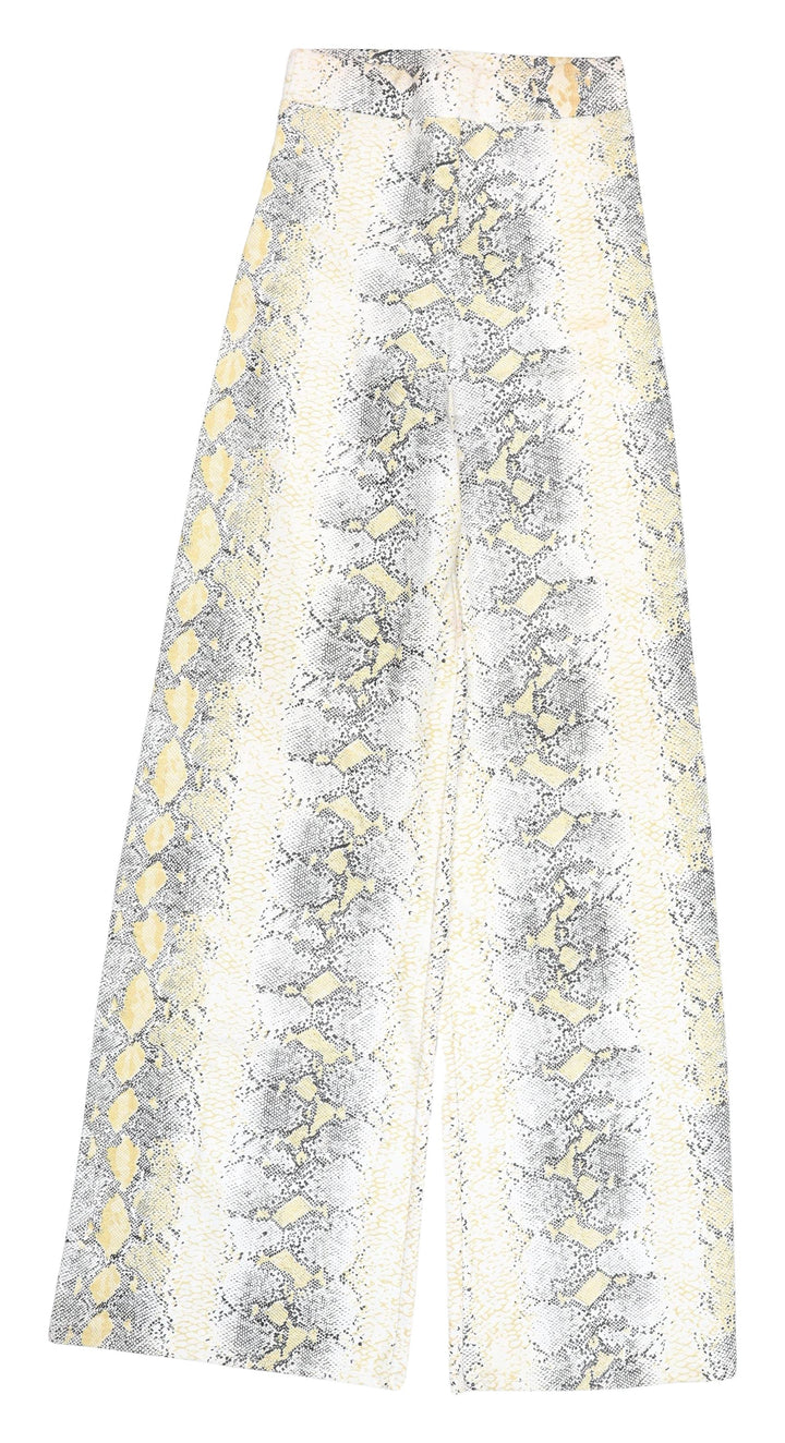 PrettyLittleThing Women's Yellow Snake Print Trousers