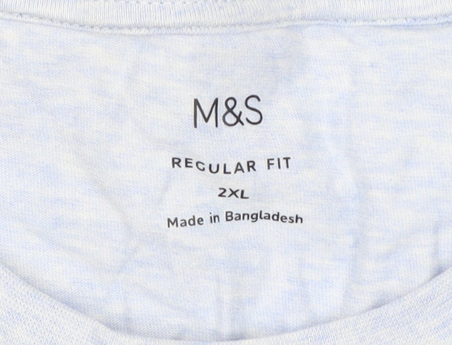 Marks and Spencer Men's Blue 2XL Regular T-Shirt