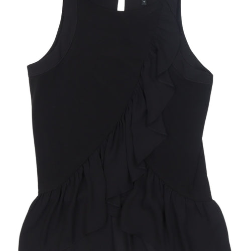 Next Women's Black Ruffle Blouse UK 10 Sleeveless