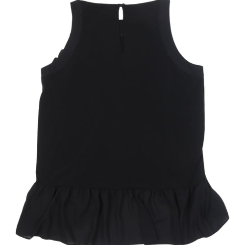 Next Women's Black Ruffle Blouse UK 10 Sleeveless