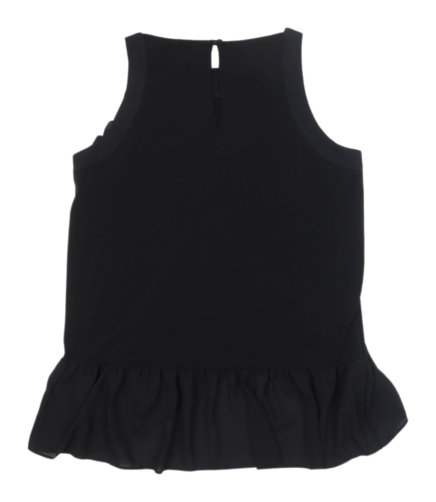 Next Women's Black Ruffle Blouse UK 10 Sleeveless