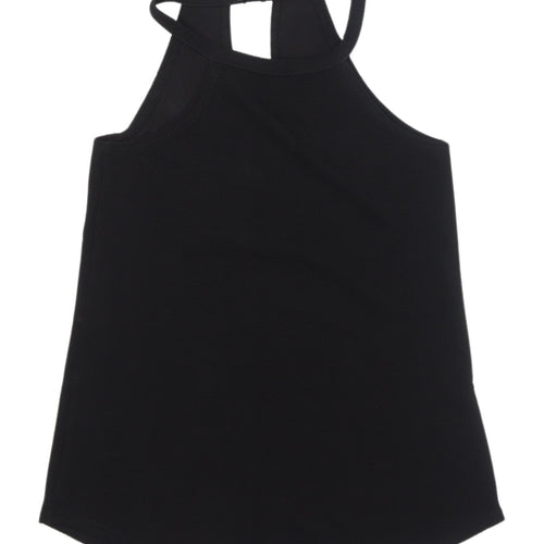 Boohoo Women's Black Tank Top UK 6 High Neck Sleeveless