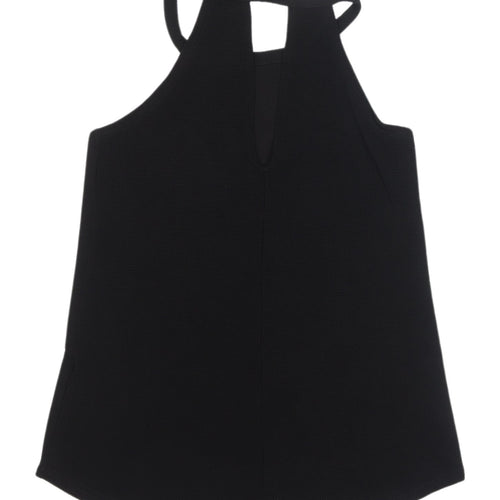 Boohoo Women's Black Tank Top UK 6 High Neck Sleeveless