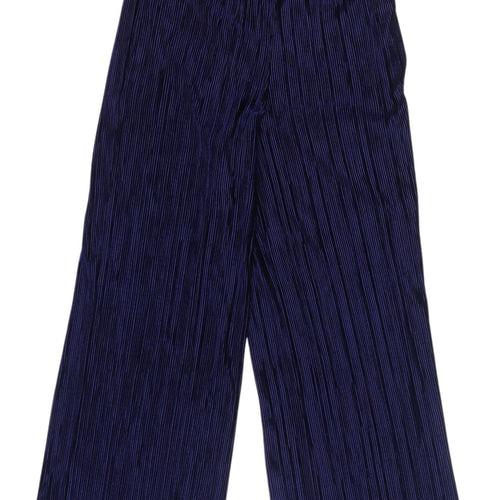 Topshop Women's Blue Striped Wide-Leg Trousers Size 10