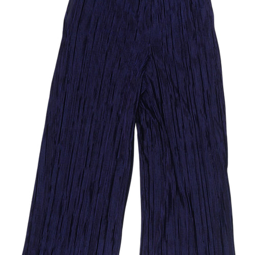 Topshop Women's Blue Striped Wide-Leg Trousers Size 10